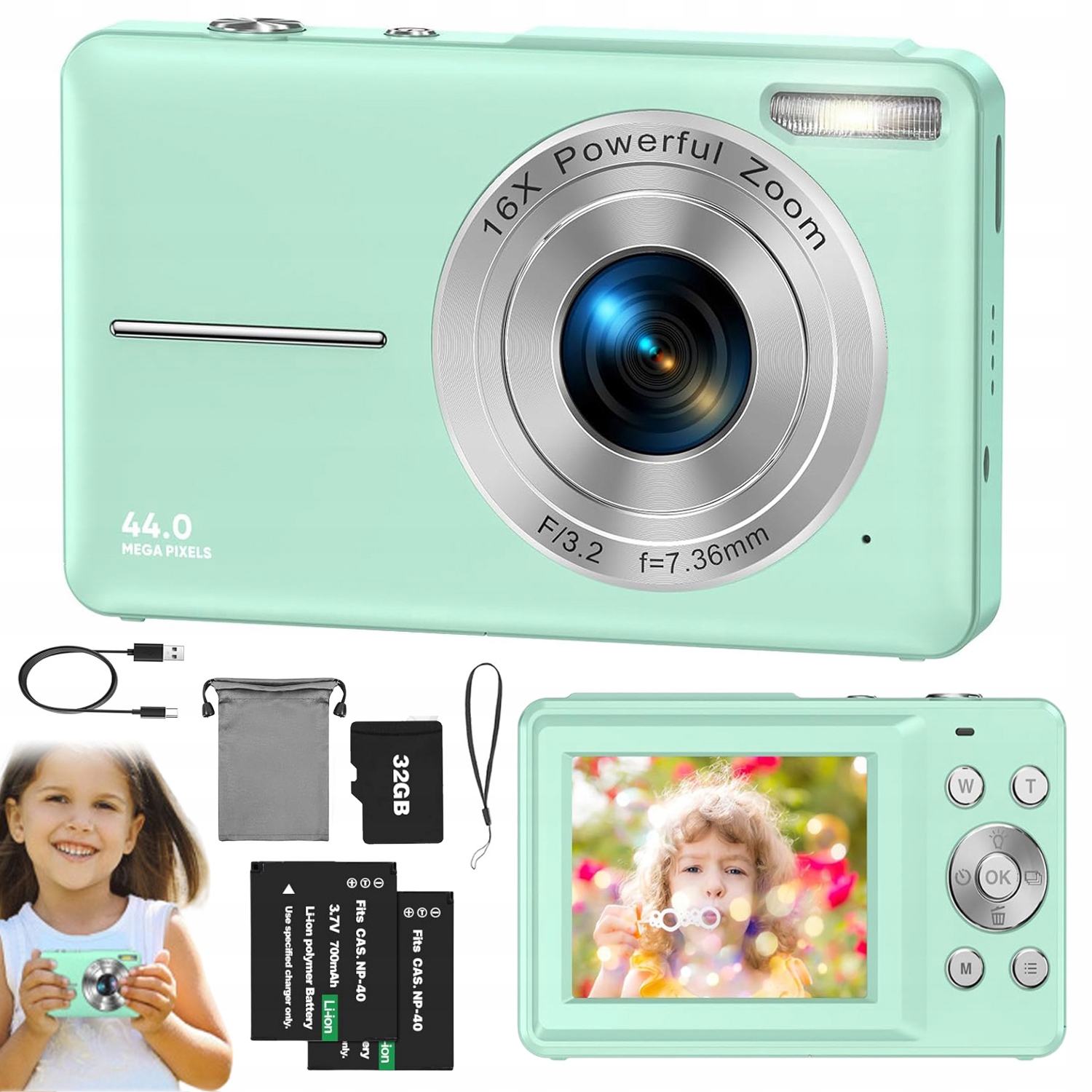 Digitální Fotoaparát Pro Začátečníky 44MP Zoom 16X 1080P