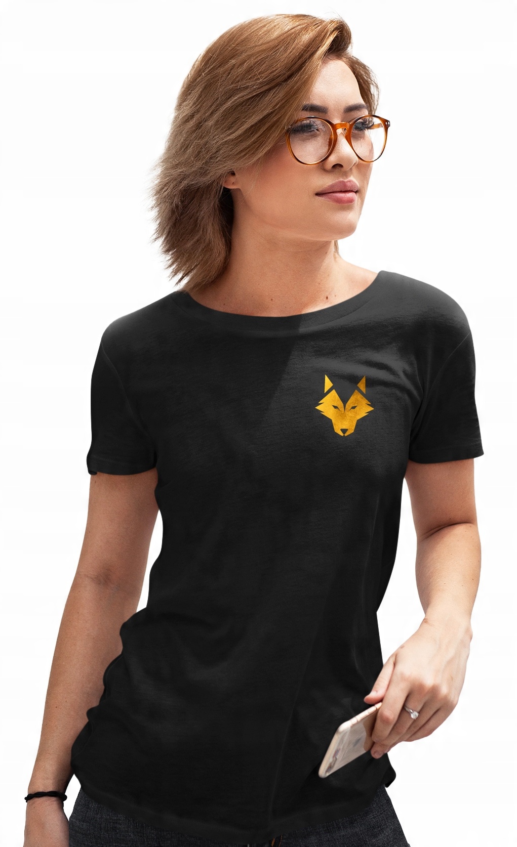 

Koszulka damska T-shirt złoty Wilk Wolf bluzka