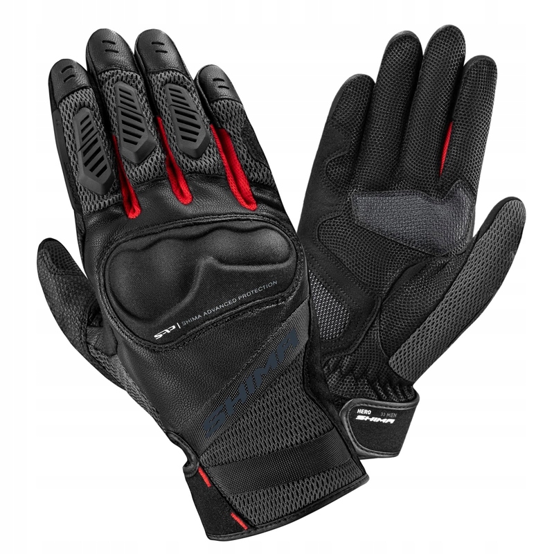 Rękawice motocyklowe krótkie Shima Hero Red męskie mesh na lato Gratisy