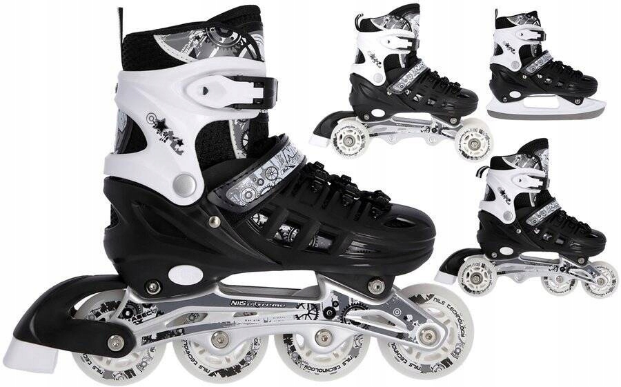 Łyżwy Regulowane Hokejowe Rolki Dla Dzieci 4w1 Łyżworolki Z Wymienną Płozą