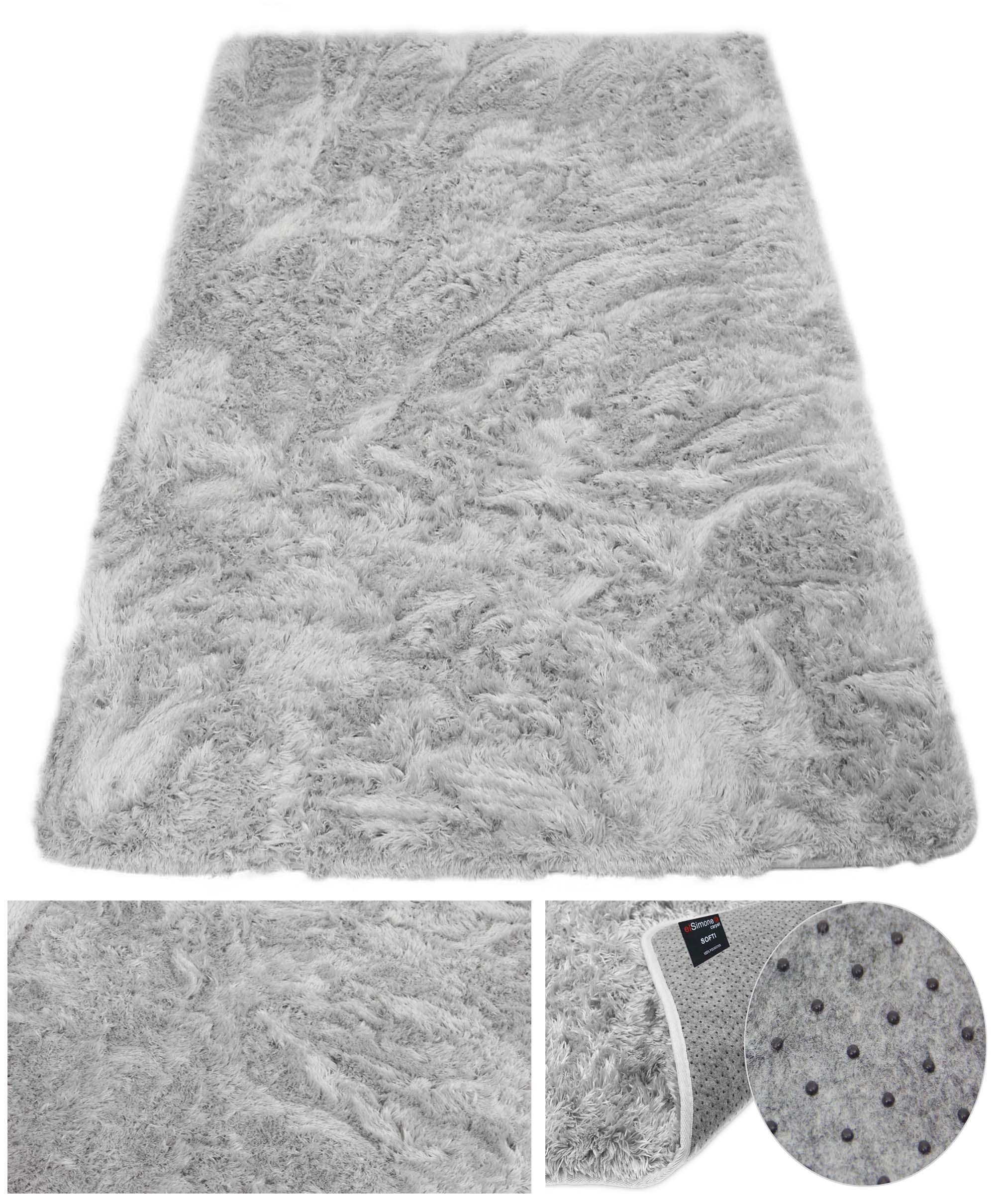 Koberec Plyšový Měkký Nadýchaný Stříbrný Do Obývacího Pokoje Softi Plusz 140x200 cm