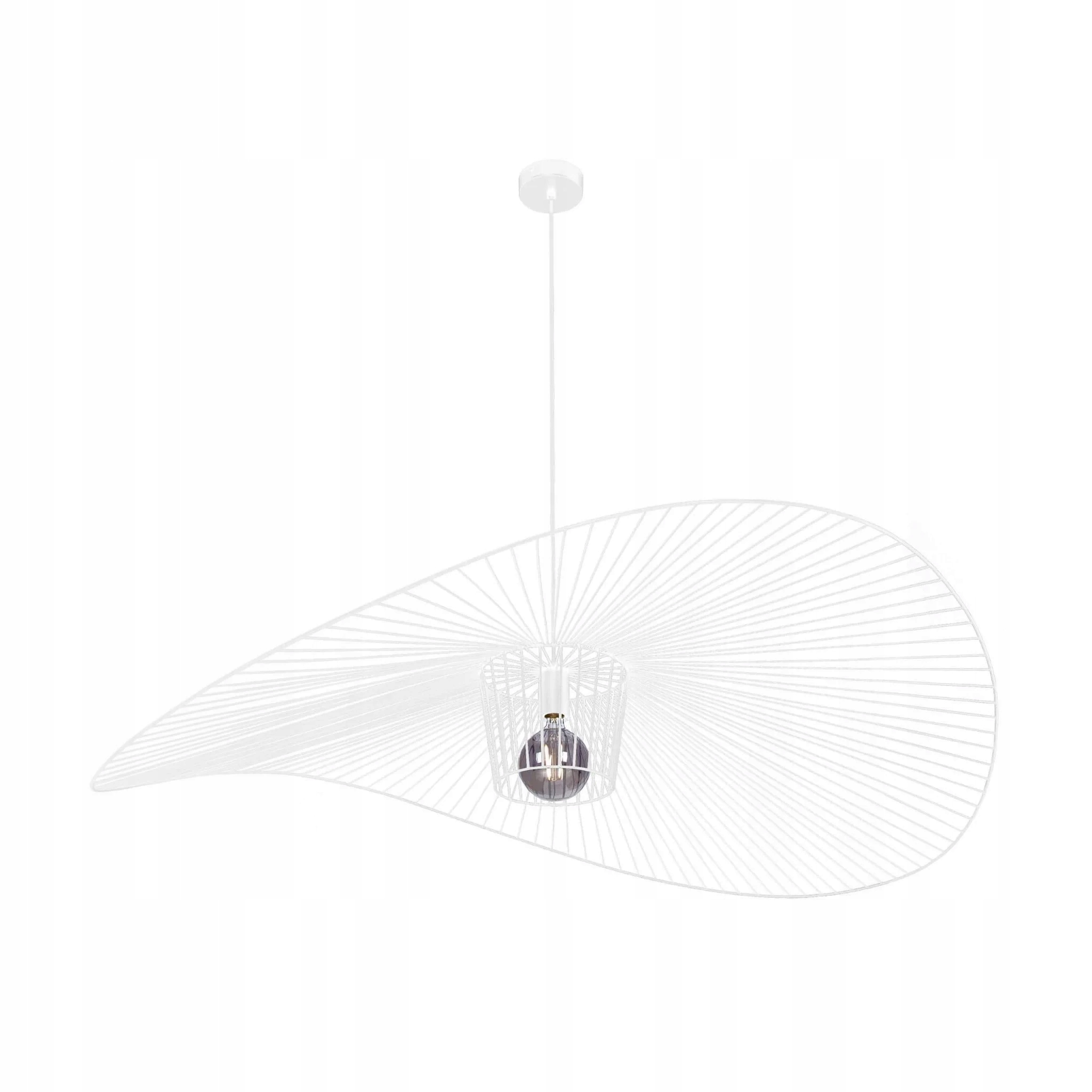 Biely drôtený luster s klobúkom do obývačky a spálne, ozdobný, 120 cm Kaja