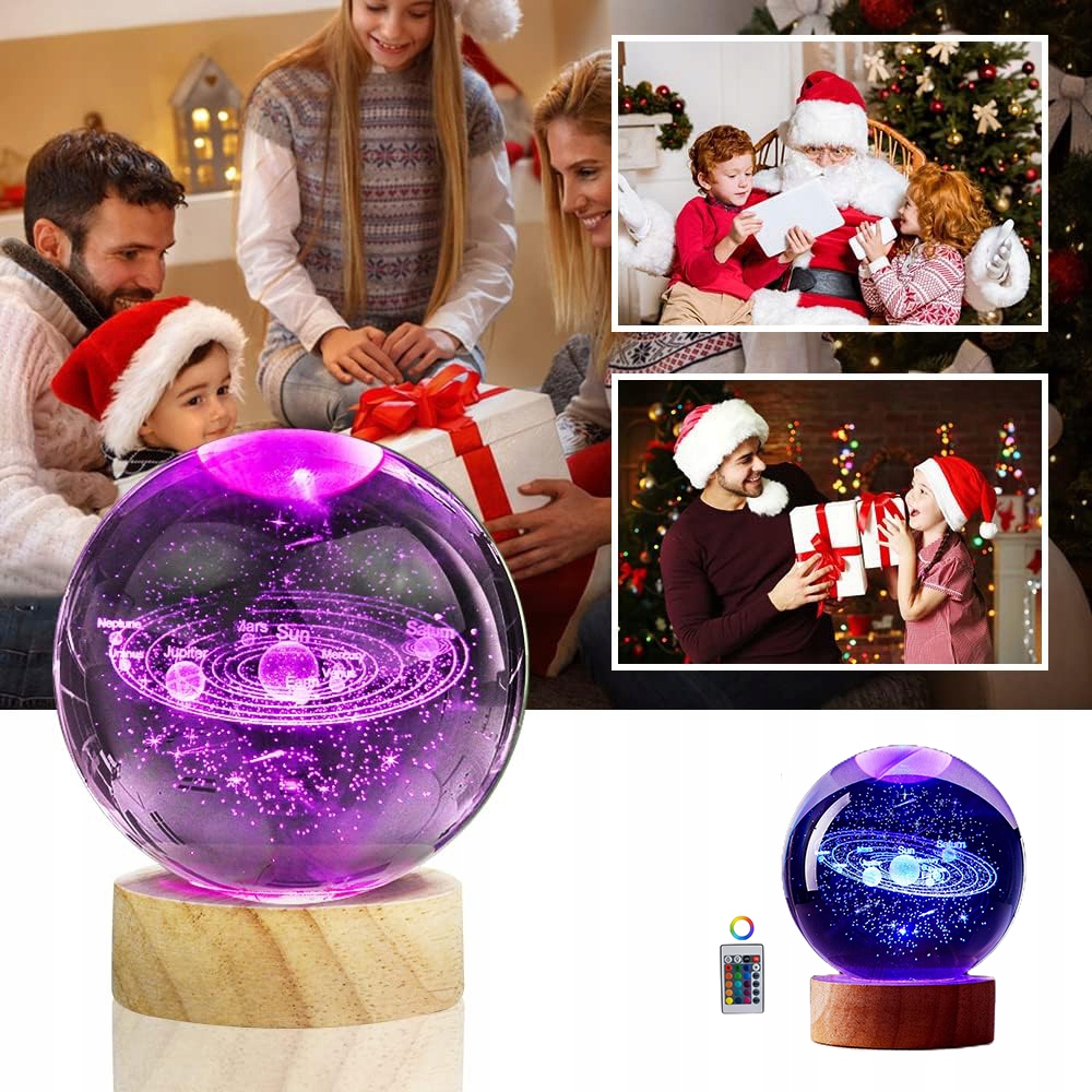 KRYSZTAŁOWA KULA 16 KOLORÓW 4 TRYBY ŚWIECENIA USB RGB + DREWNIANA PODSTAWA Kod producenta 6LT0246A1rfgvrf