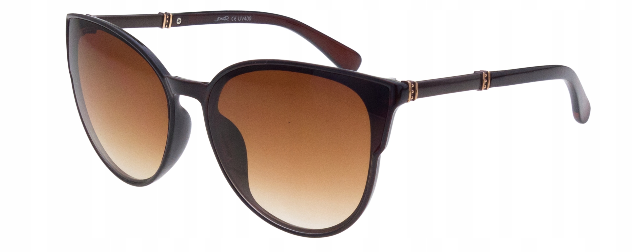 

Damskie brązowe okulary przeciwsłoneczne kocie oko