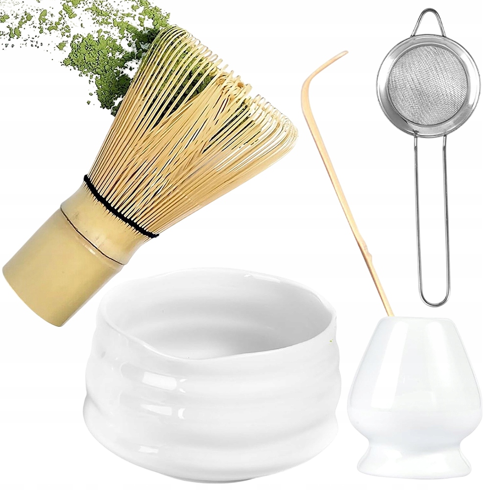 Matcha Čajový Set Bambusová Keramika Whisk Lžíce Síto Sada Na Vaření