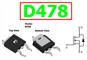TRANZYSTOR N-MOSFET AOD478 100V 8A 45W BA223A Kod producenta AOD478