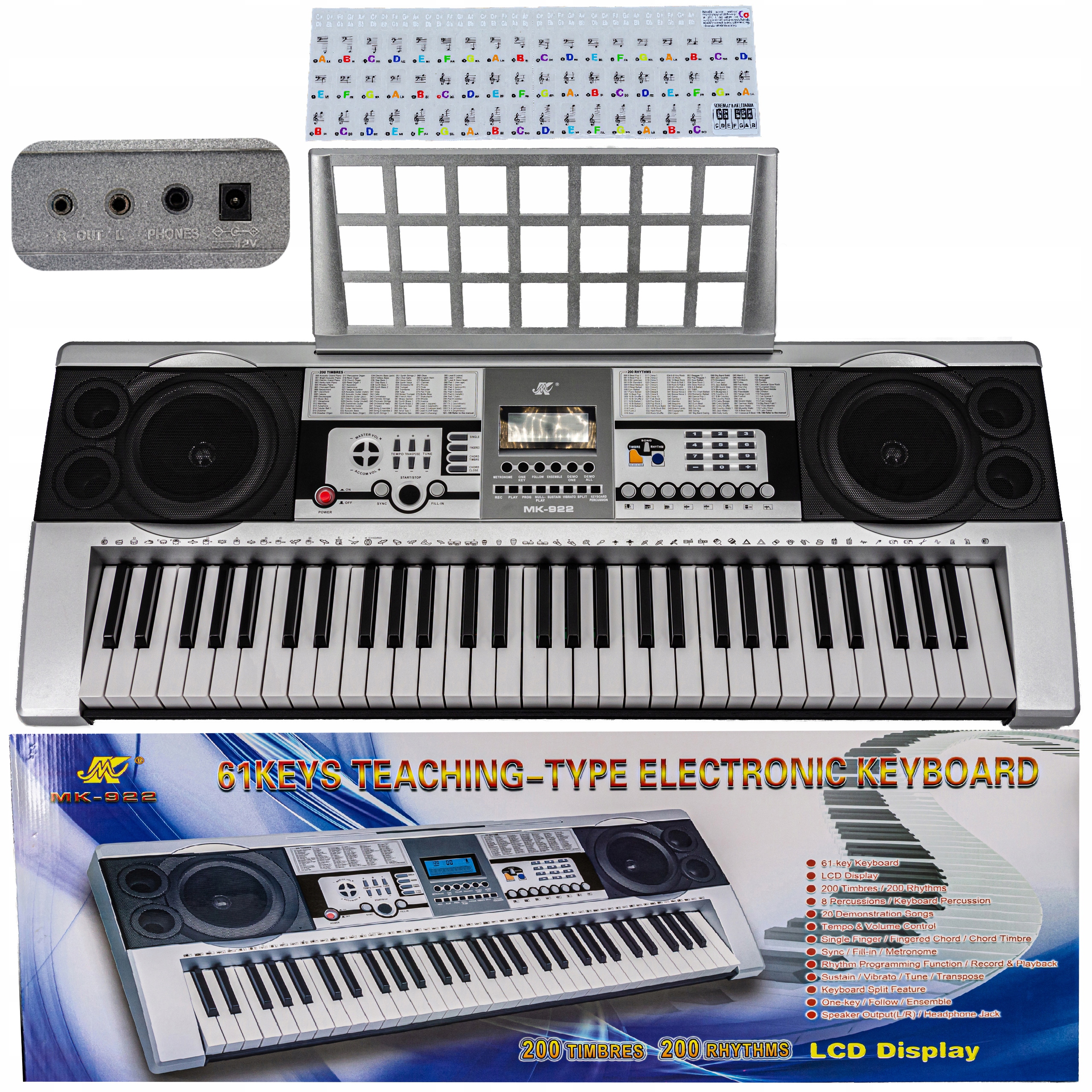 

Duży Keyboard Organy Pianino MK-922 LCD 61 Klawisz