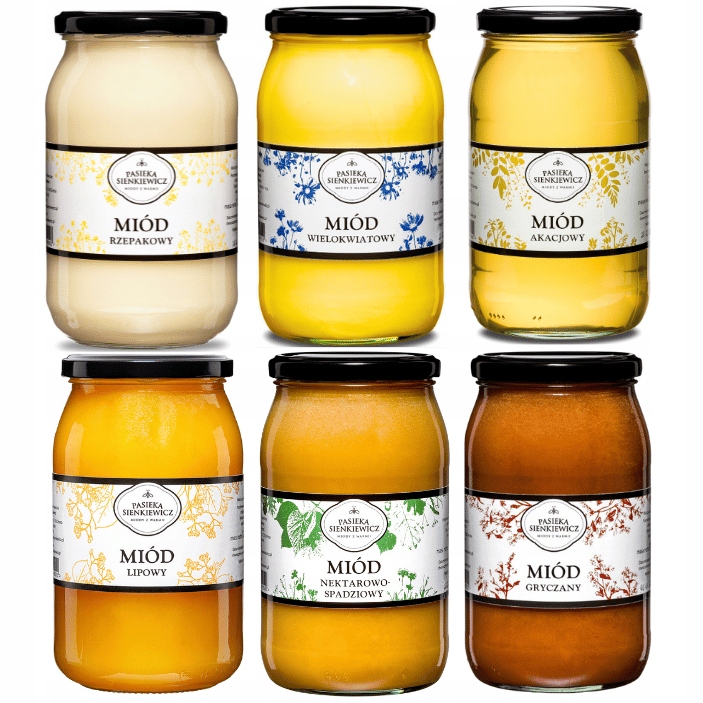 Duży Zestaw Miodów 1200G Pasieka Sienkiewicz