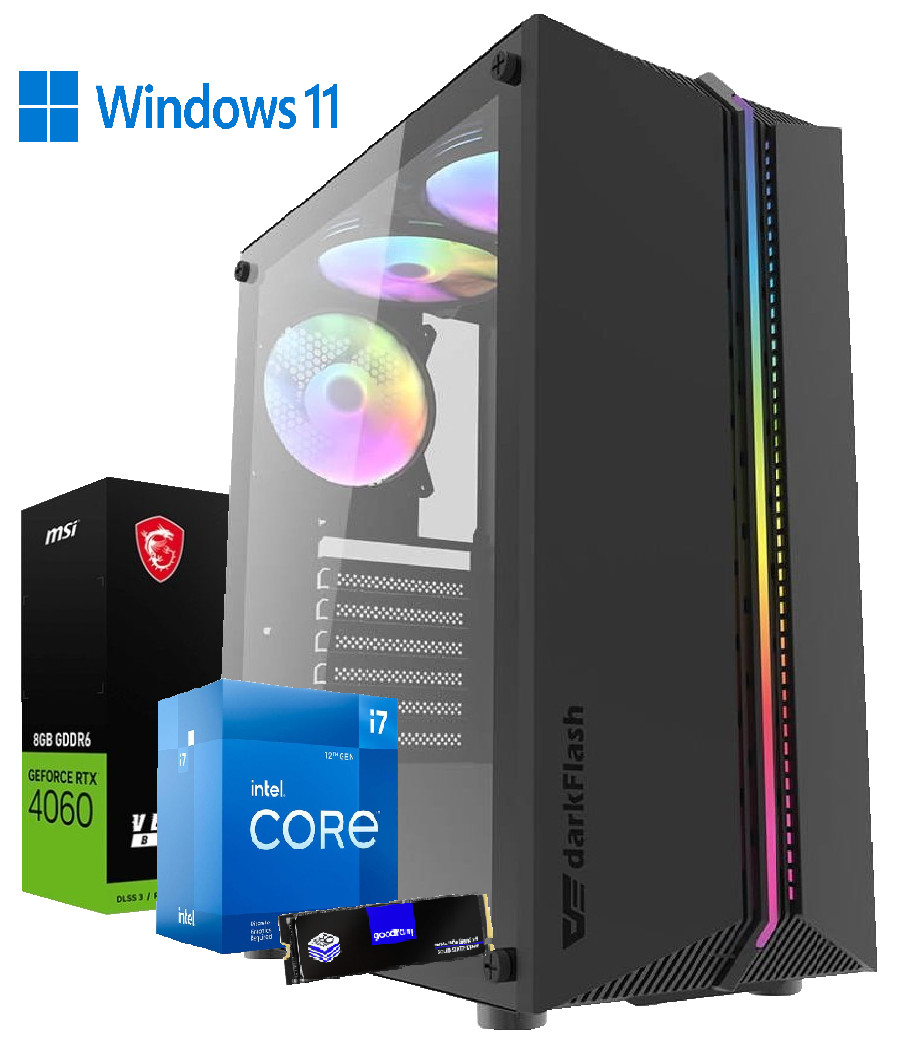 Počítač I7 12700F Rtx 4060 8GB, 16GB DDR4 480GB M.2 Windows 11