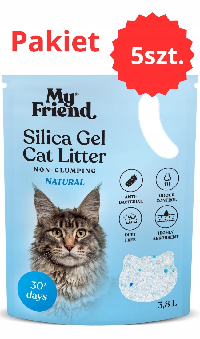 Levně My Friend Silikonové Stelivo Pro Kočky 3,8 L bezprašný, bez zápachu 5 kusů