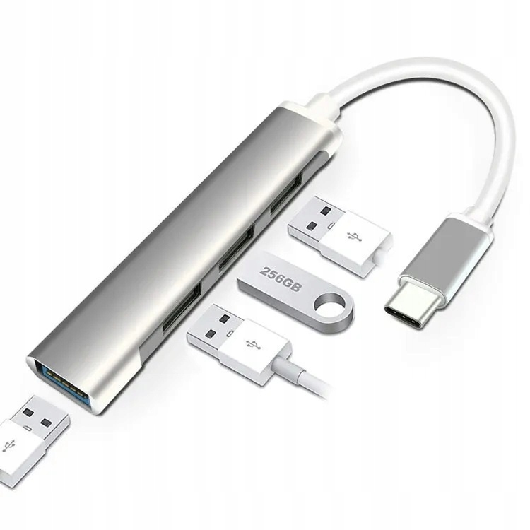 

Hub Adapter Rozdzielacz Portów Usb A na C 3.0 4w1