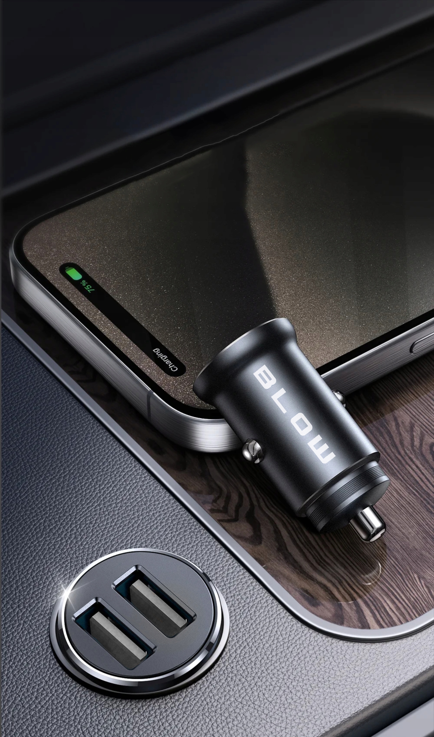 ŁADOWARKA SAMOCHODOWA MAŁA SZYBKA STABILNA MOCNA 2x USB 5V 4,8A 12-24V DC Prąd wyjściowy 2.4 mA