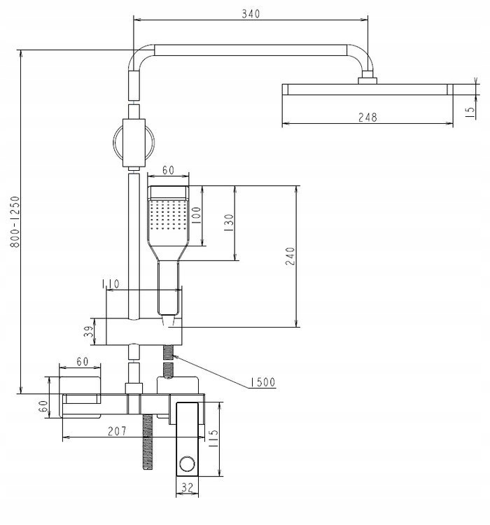 PRYSZNIC KOLUMNA I DESZCZOWNICA CZARNA FALA NOIR 1 Linia Noir 1