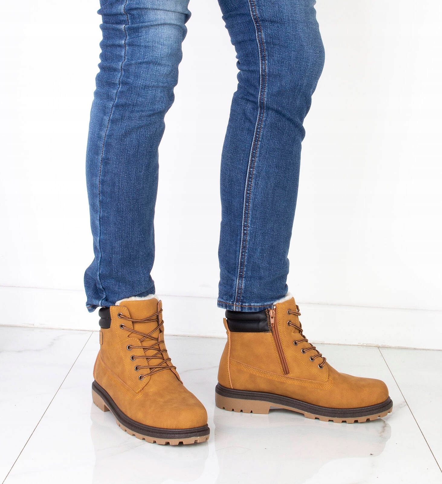 7804 CAMEL BOTKI TRAPERY MĘSKIE OCIEPLANE 42 Materiał zewnętrzny skóra ekologiczna