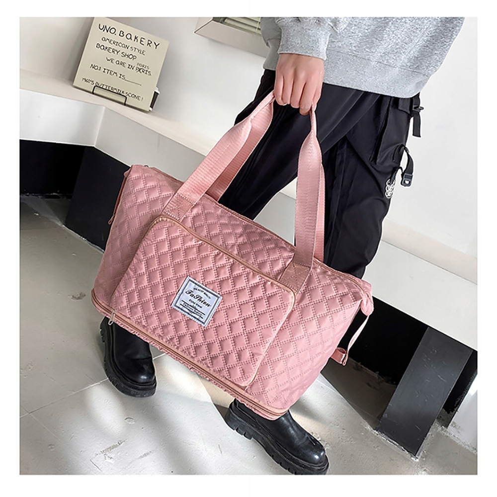 TORBA DUŻA PODRÓŻNA POJEMNA SKŁADANA DO SAMOLOTU PIKOWANA SZARA 2 W 1 Materiał dominujący poliester