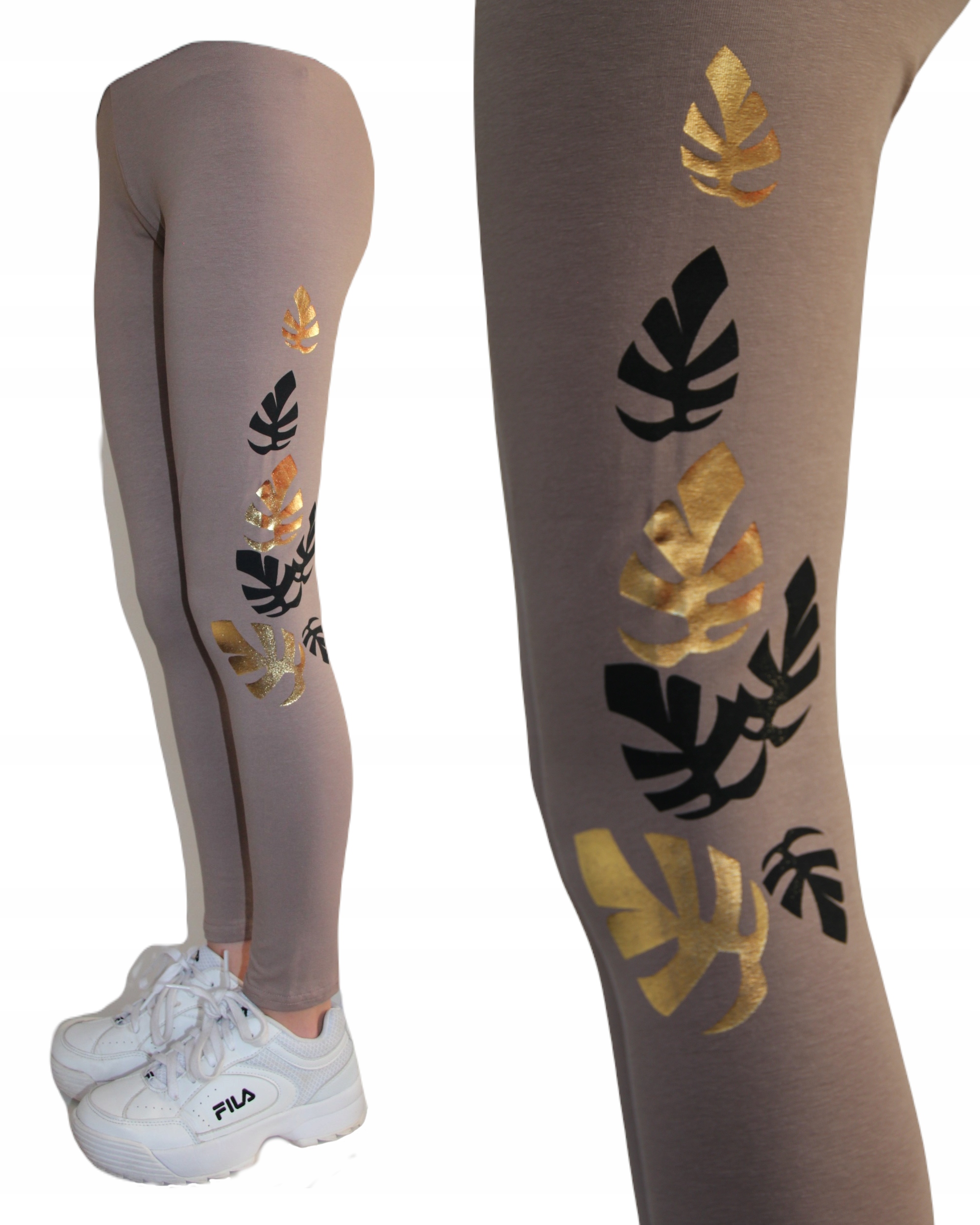 

Legginsy Getry Cappucino Złoto-czarne Listki r.128