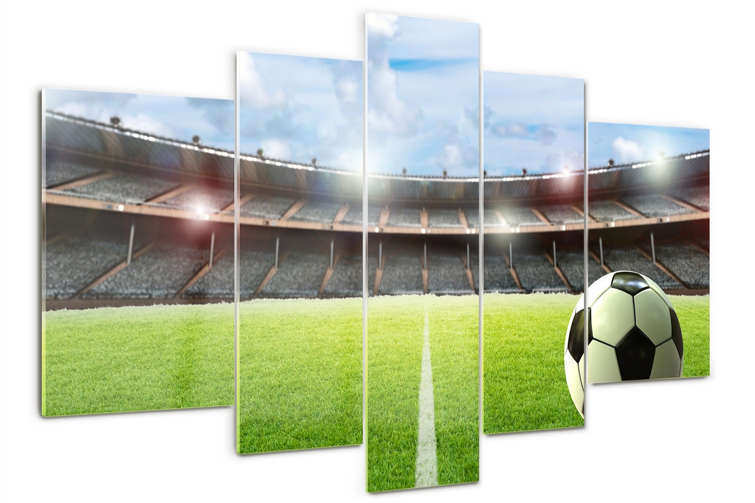 

Obraz szklany tryptyk do salonu Piłka na murawie