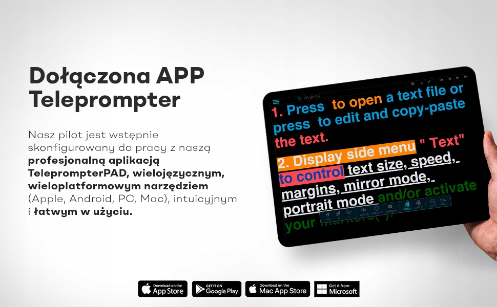 Pilot do aplikacji telepromptera - Windows/MacOS Kod producenta TP-RT-01