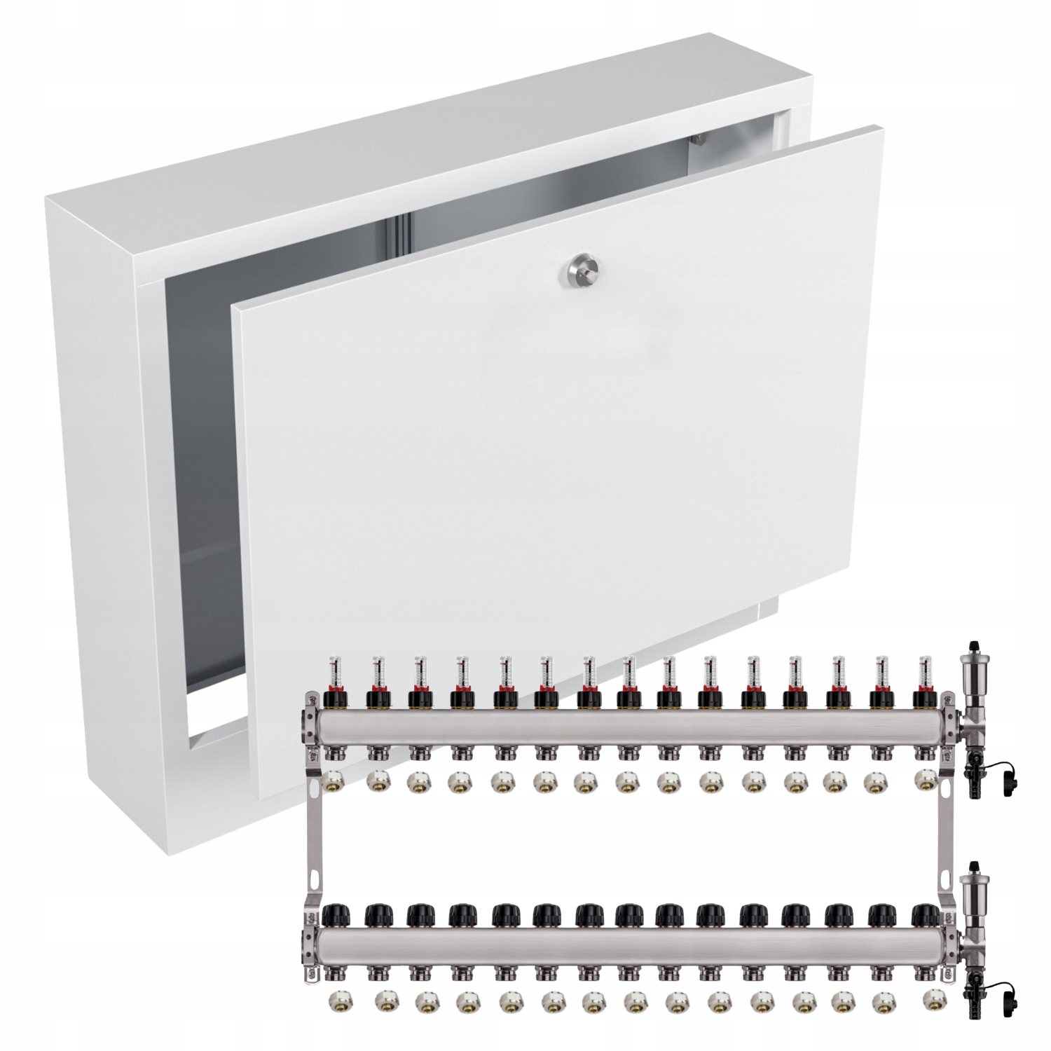 Nerezový Rozdělovač Podlahovky 15+ Nástěnný Box Bílý+pex