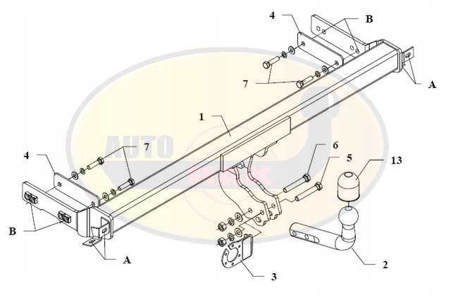 Hak holowniczy odkręcany VW PASSAT 1993-1996 K19 Producent Auto-hak
