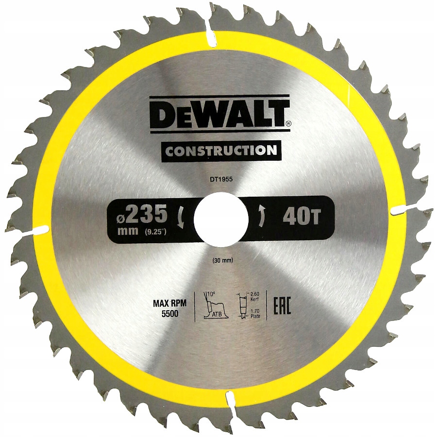 

Dewalt Tarcza pilarska do drewna 235x30mm DT1955