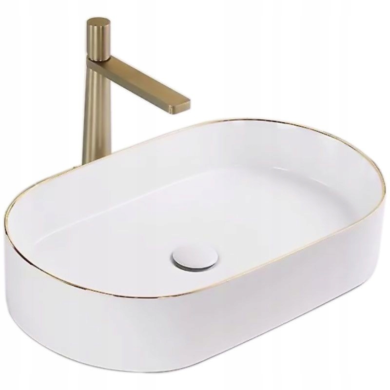 Umývadlová doska Nadia biela/zlatý okraj (REA-U1063) /po/