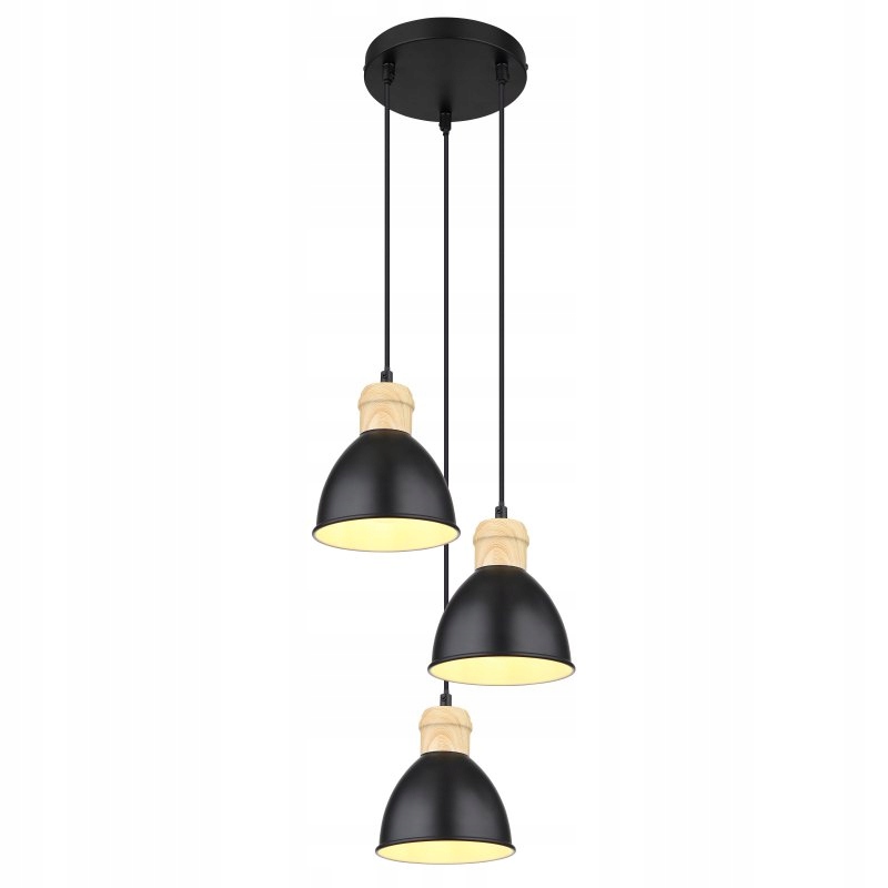 Kovová trojitá čierna závesná lampa Wiho