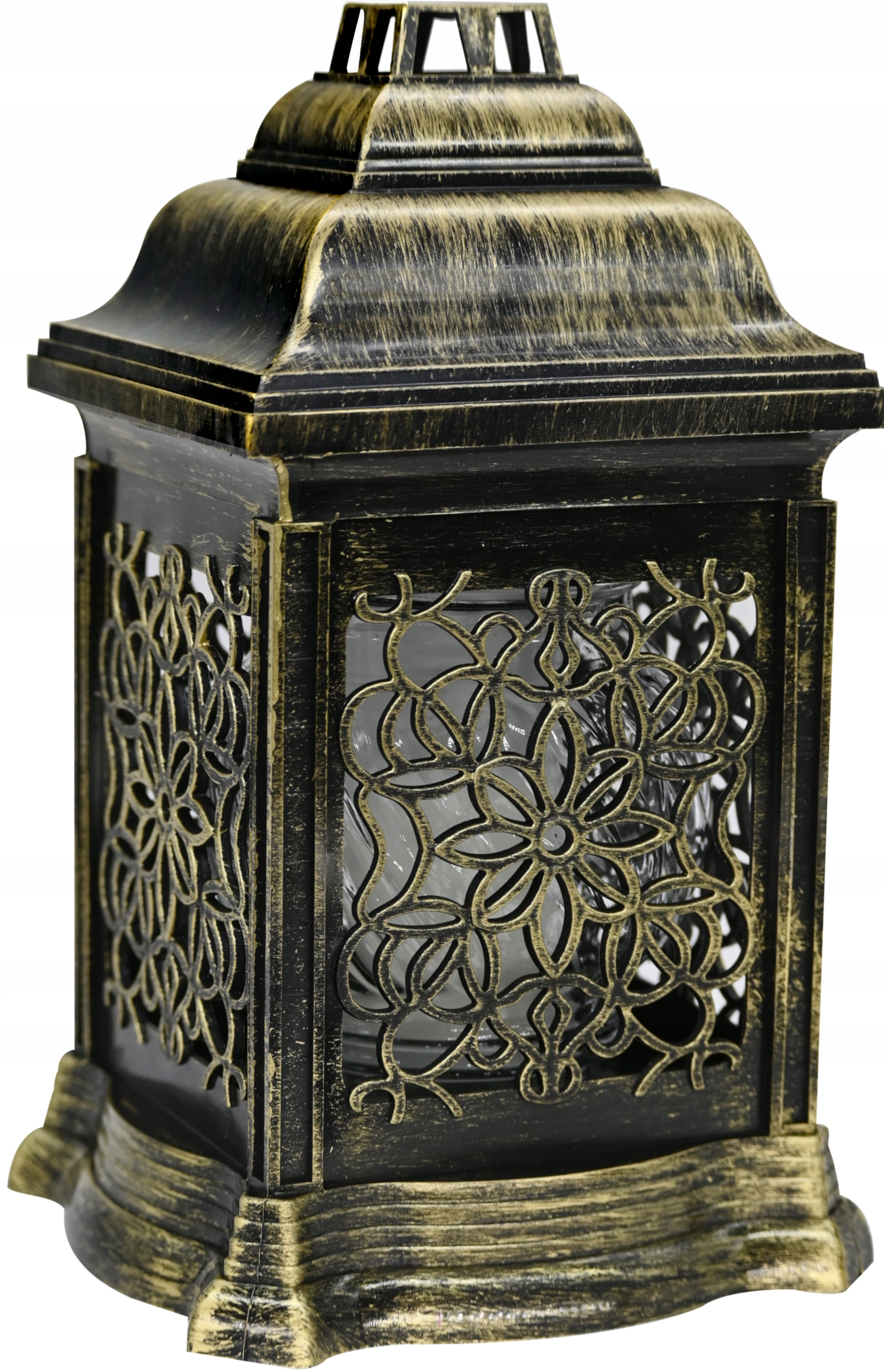 Znicz szklany ozdobny premium czarno-złoty, tradycyjny MAGNOLIA wys. 26 cm