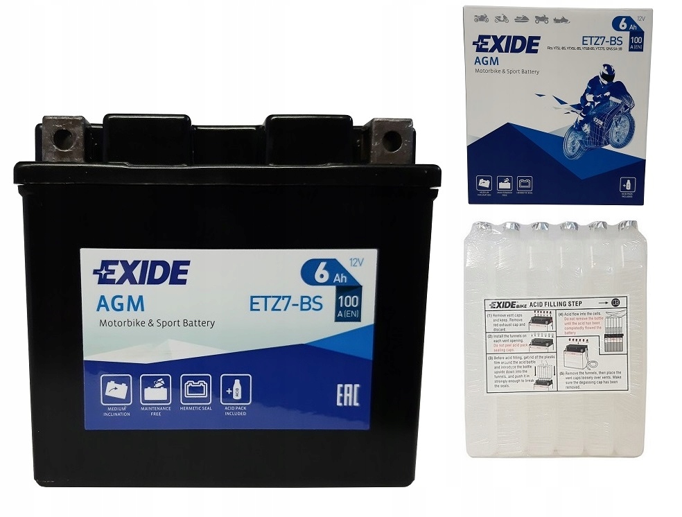 

Akumulator YTZ7-BS/ETZ7-BS 12V 6Ah 100A Exide Agm