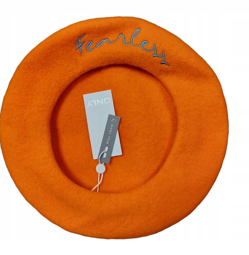 Only pomarańczowy beret z napisem one size Marka Only