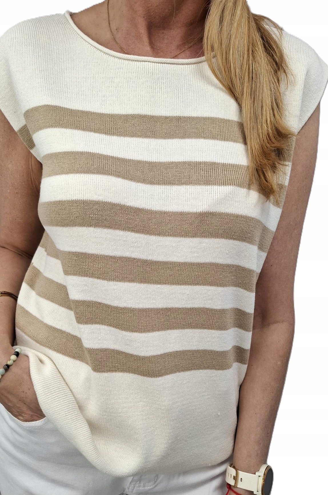 Lemonada Svetr s proužky, krémová béžová barva
