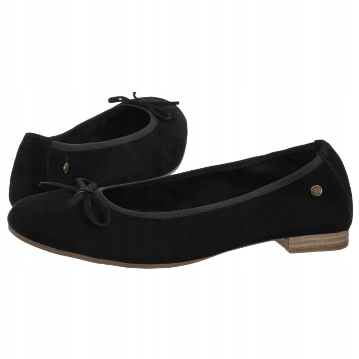 Dámské kožené baleríny Maciejka Černé Velur P6800-20 Black