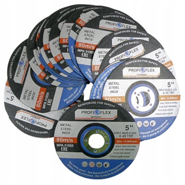 50x TARCZA DO CIĘCIA METALU I STALI INOX PROFI - FLEX 125 x 1.0 MOCNA TNĄCA