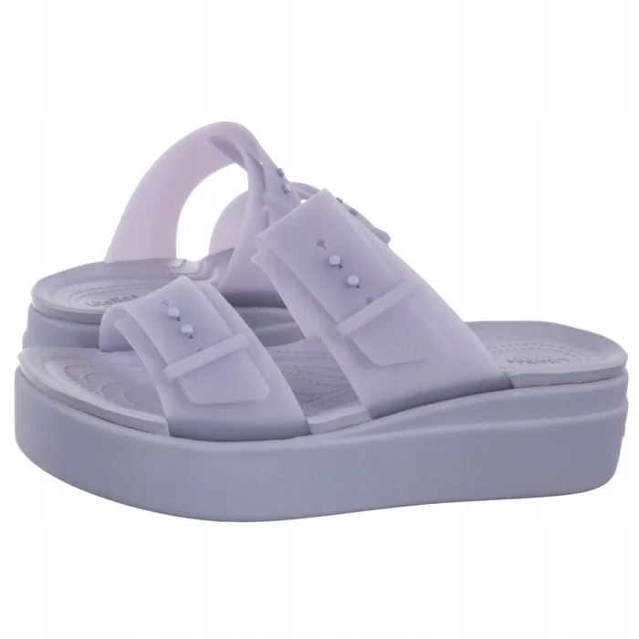 Nazouváky na platformě Crocs Brooklyn Buckle Frosted 210980 Fialové