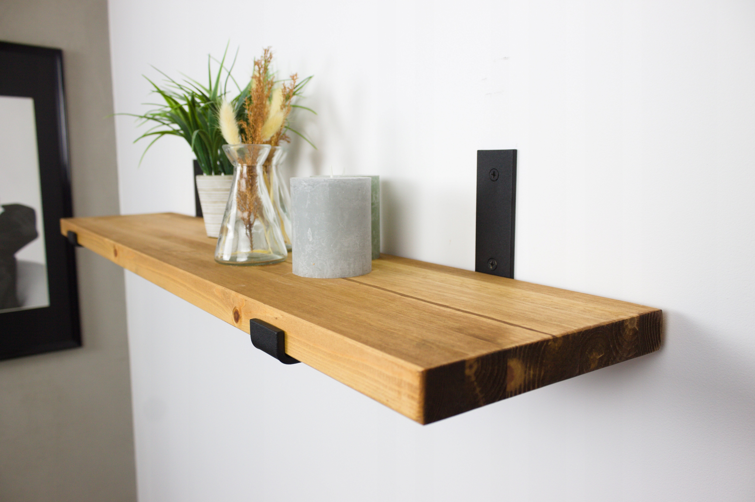 Závesná nástenná polica Loft Industriálna drevená do obývačky 70 cm x 30 cm