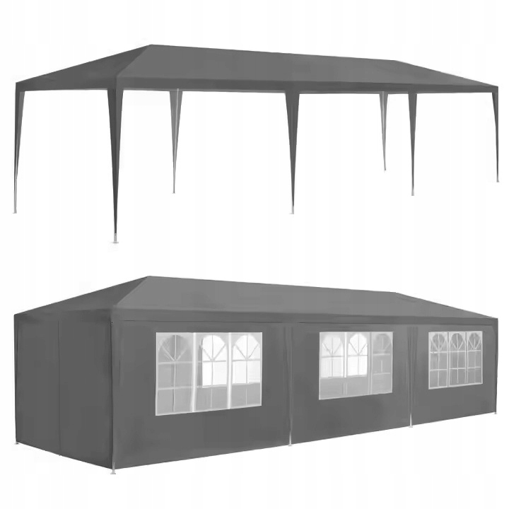 MultiGarden Paw Záhradná párty stan 3 x 9 m, 8 bočných stien, sivý