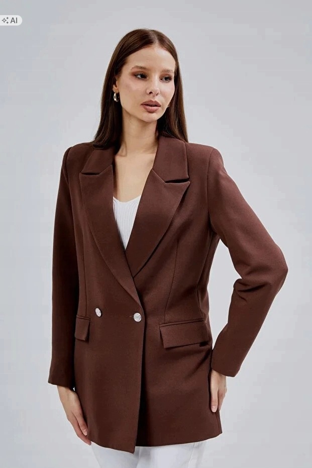Dvouřadé Sako S Hladkou Strukturou, Elegantní, Velikost 5IA