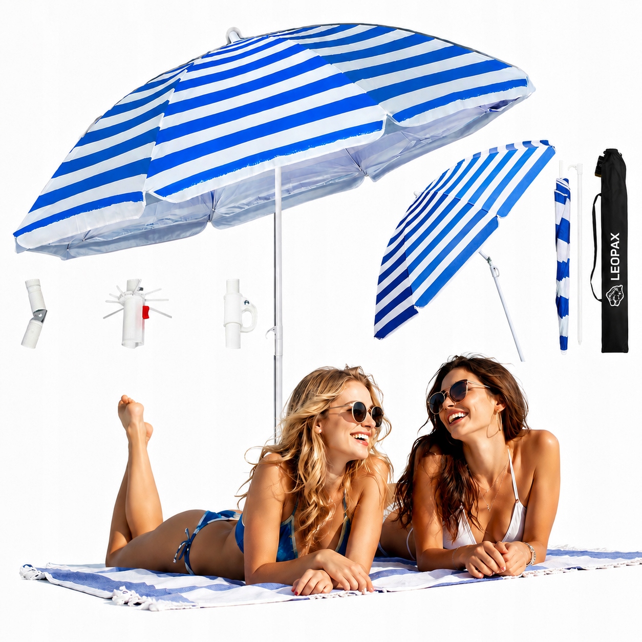 Parasol plażowy Parasol Składany Łamany Plażowy 180 cm Pokrowiec