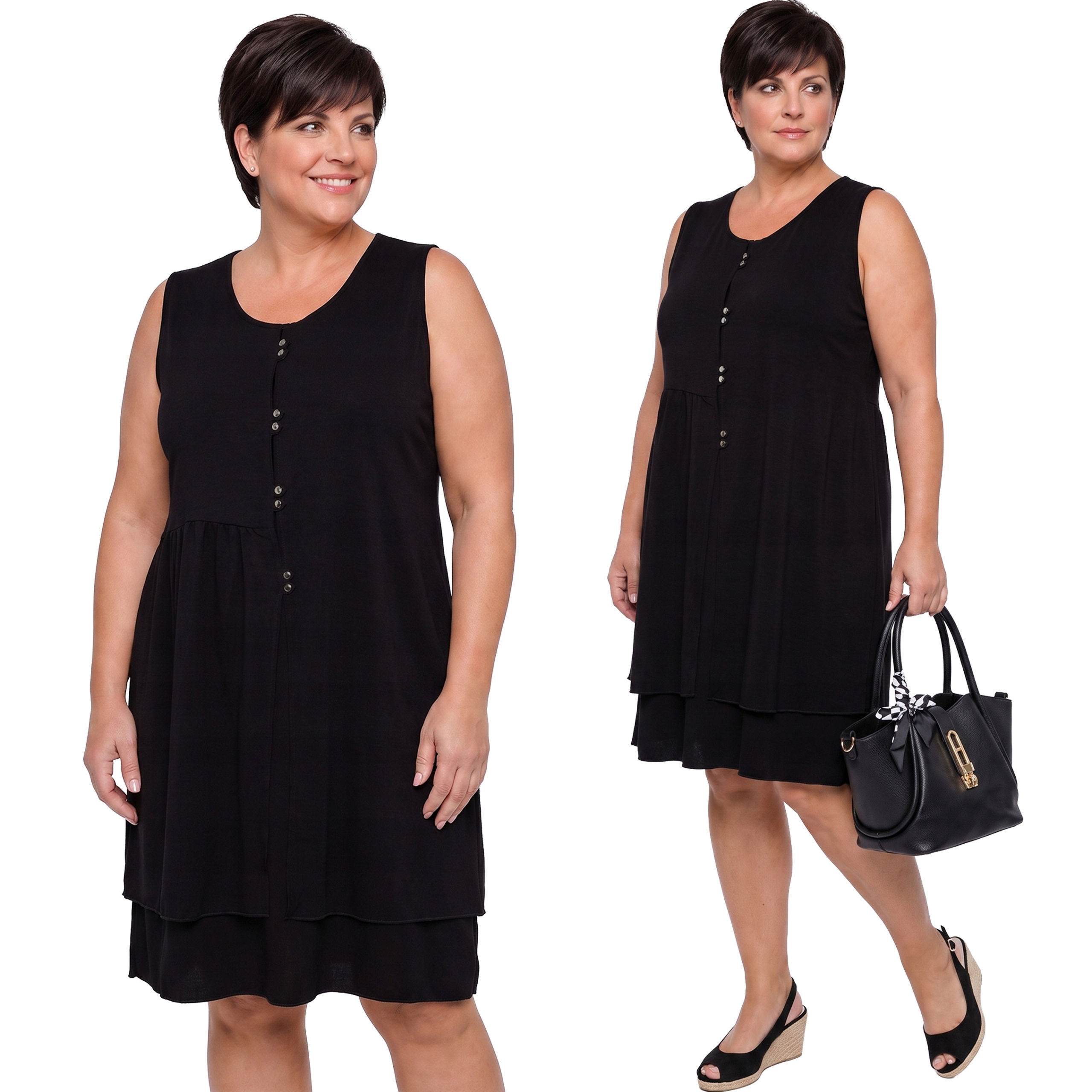 Černá šaty s knoflíky plus size velikost 48/50
