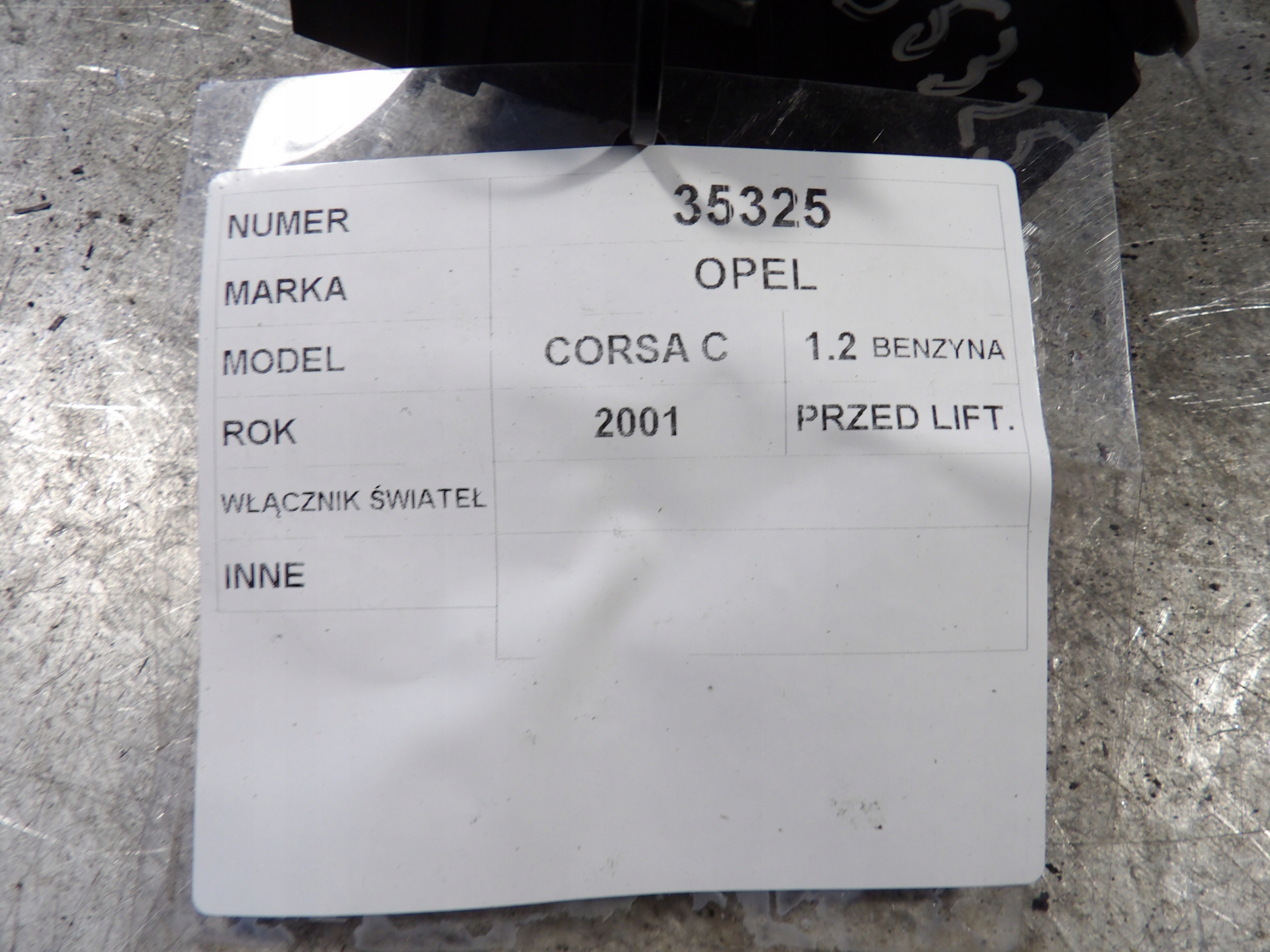 Opel Corsa C interruttore luci 09114384