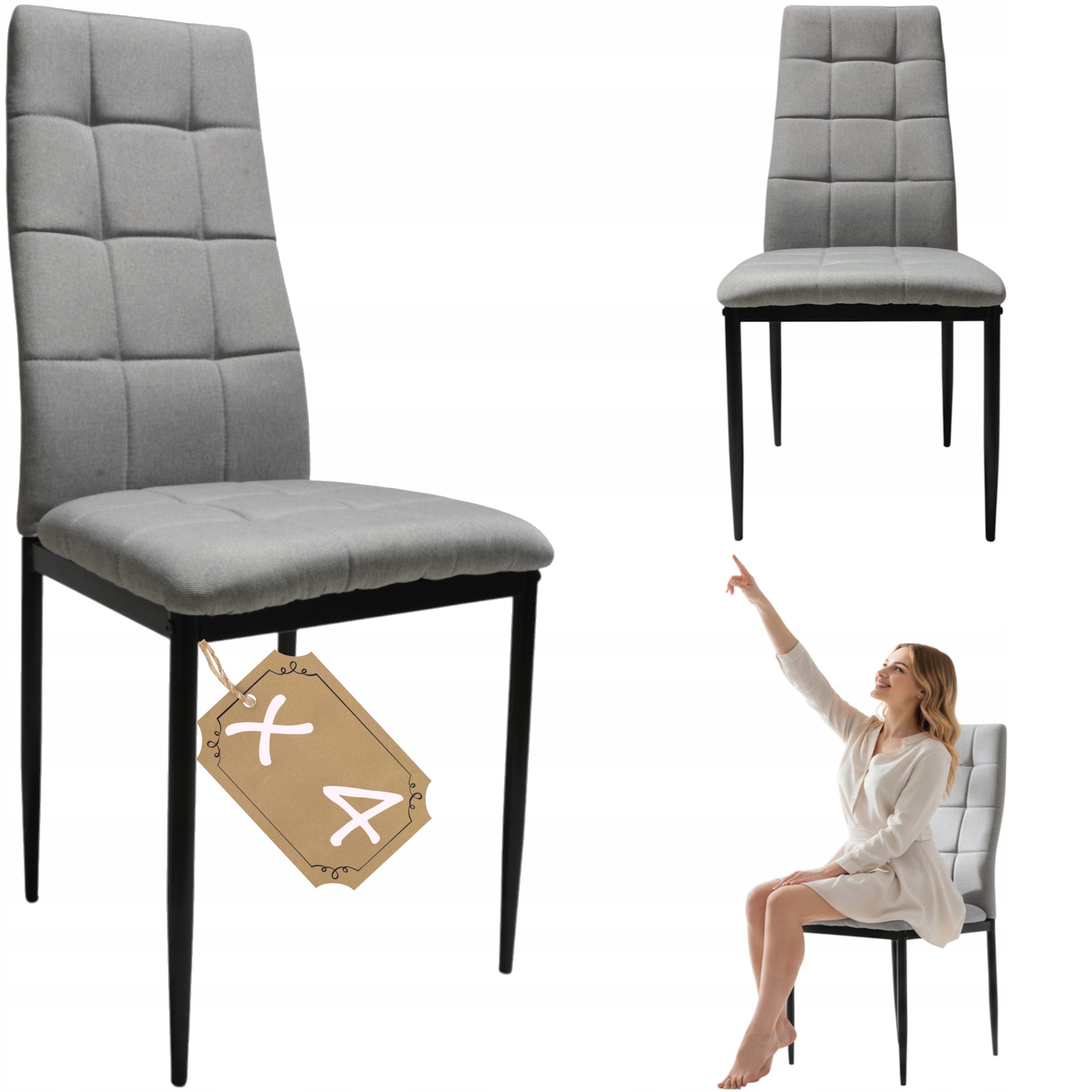 4 židle Solden Šedá Čalouněná, ergonomická, do jídelny Kuchyně Kanceláře
