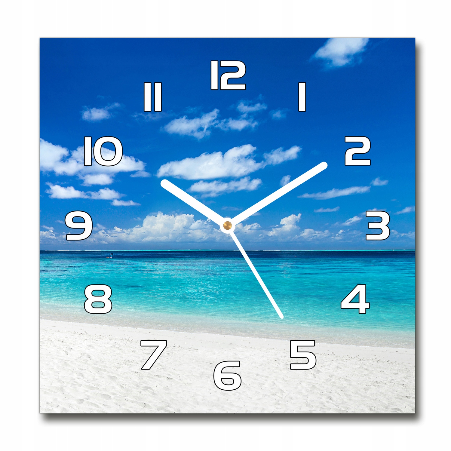 

Zegar szklany kwadratowy Tropikalna plaża 30x30 cm