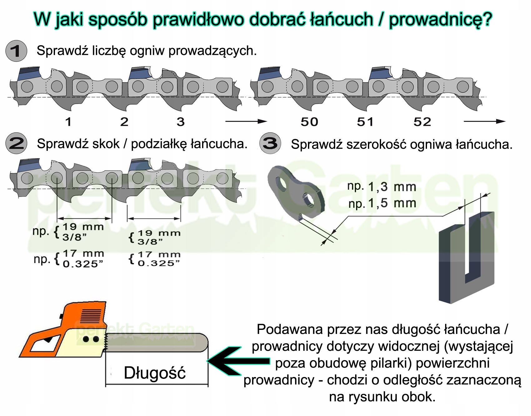 łańcuch 35 CM 1,3 mm Stiga SP 386 14" / SP 375 Q Kod producenta perfektGarten 600.111