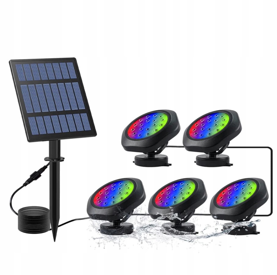 LAMPA SOLARNA LED OGRODOWA S5403 RGB (5x 1W) kolorowe IP68 + GRATIS! Kod producenta S5403 RGB
