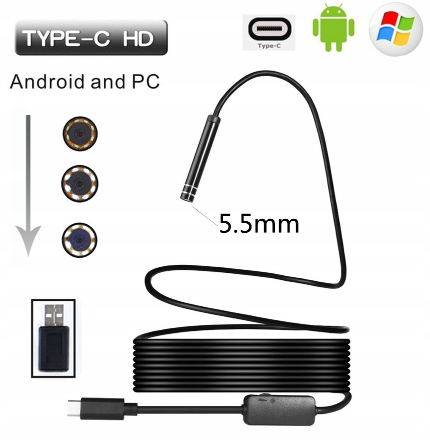 

Kamera Inspekcyjna Endoskopowa 5m Android Usb-c