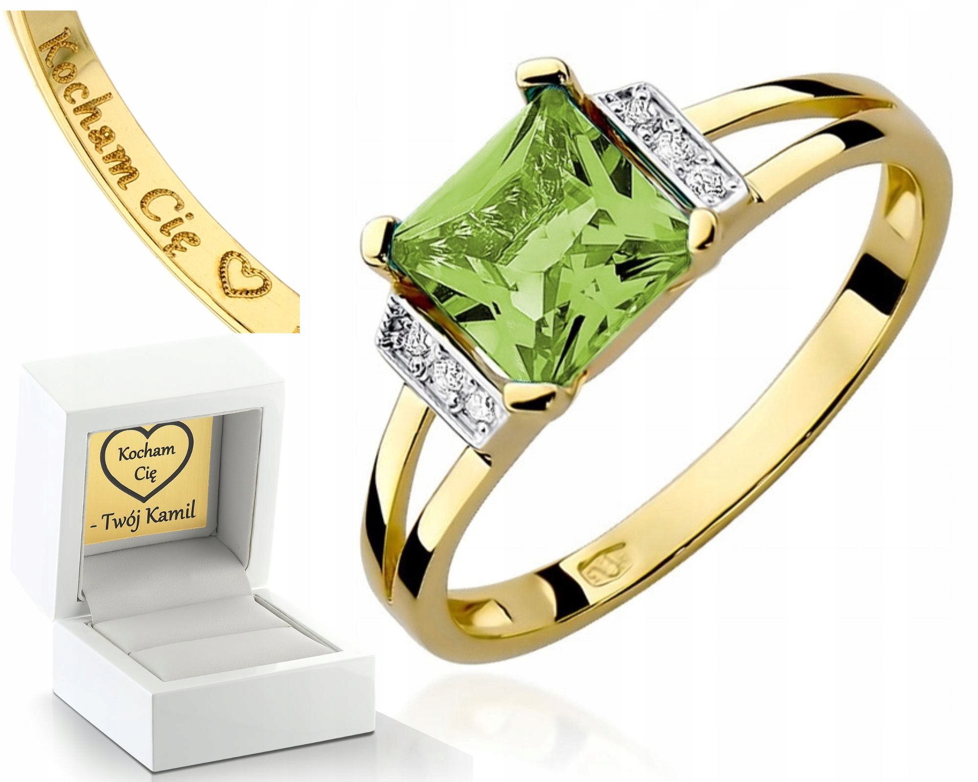 Prstýnek Olivín A Brilianty Gravírování Bonus