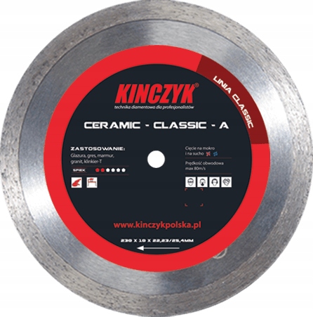 KINCZYK Tarcza Diamentowa CERAMIC CLASSIC- A 13-1016 230 mm ciągły segment