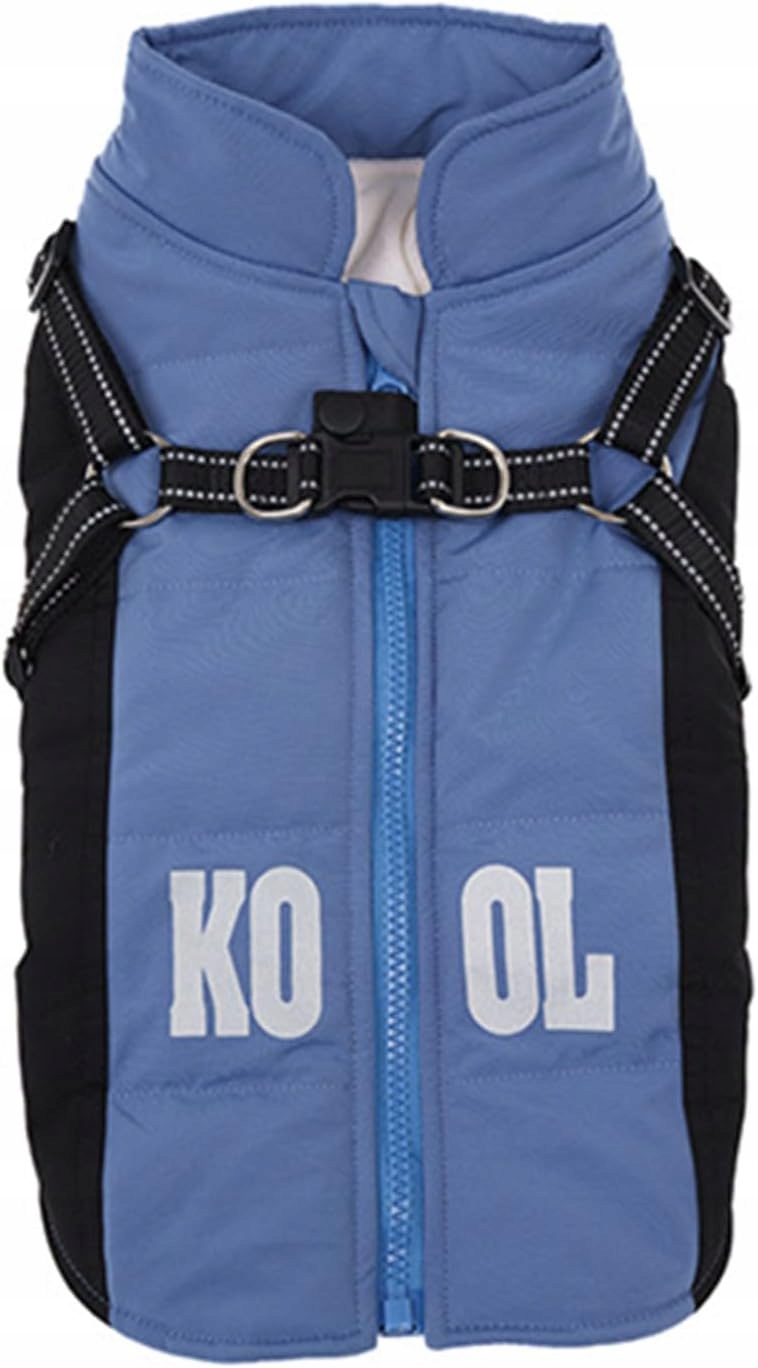 Zimní kabát Lairle pro psy s postrojem, modrý, Velikost 2XL