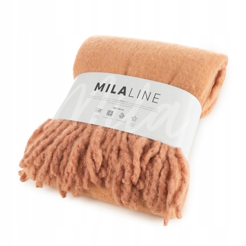 Deka 130x170 Moher cihlová s třásněmi Eurofiany