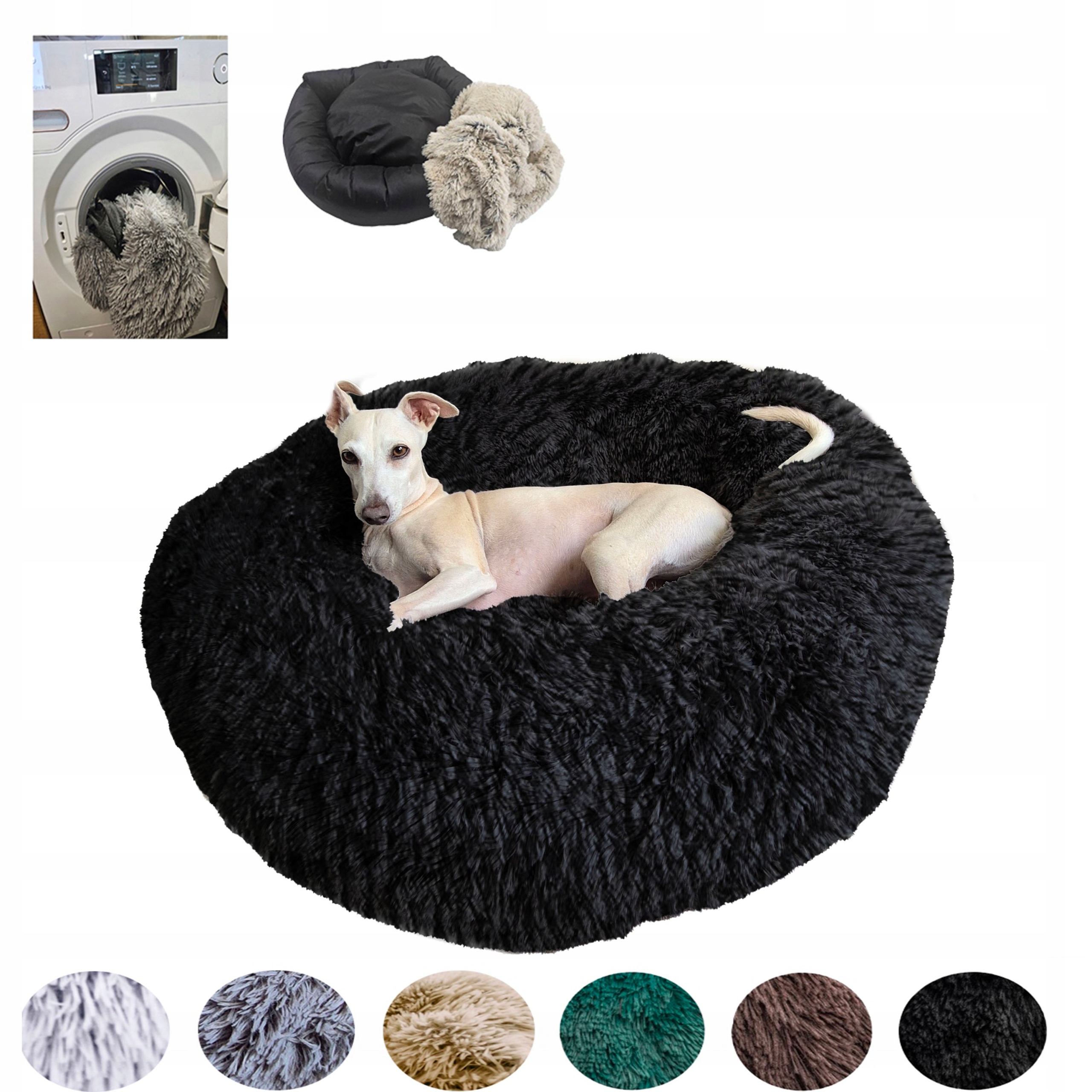 Legowisko Chmurka dla psa i kota Shaggy 80 Zdejmowany Pokrowiec Czarny